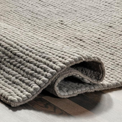 Nuloom Penelope Light Grey/Ivory, 6' x 9', Hand-Braided, Wool & Cotton, Textured and Dense, High Traffic, Stain Resistant, Easy Clean, Durable Area Rug for Bedroom, Living Room, Dining, Entryway
