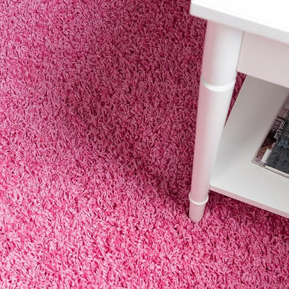 Unique Loom Solid Shag Collection Area Rug (7' 10" x 10' Oval, Taffy Pink)