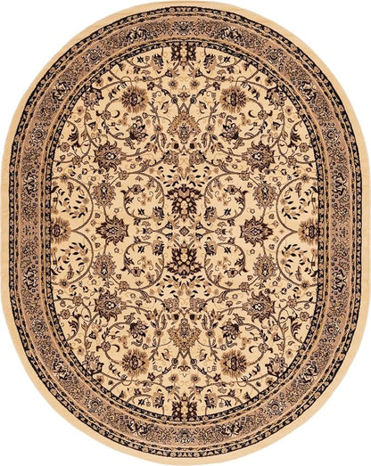 Unique Loom Sialk Hill Collection Area Rug - Washington (7' 10" x 10' Oval Ivory/Black)