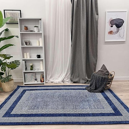 Alfa Rich 7x10 Navy Blue Washable Area Rugs for Living Room Bedroom Kitchen Dining Cotton Rug