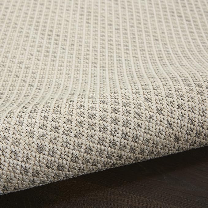 Nourison Home Courtyard Ivory Silver 4' x Square Area Rug - Easy Clean, Non Shedding, Bed Room, Living Room, Dining Room, Kitchen (4' x Square)