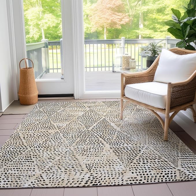 Addison Rugs Chantille ACN591 Beige 5' x 7'6" Indoor Outdoor Area Rug, Easy Clean, Machine Washable, Non Shedding, Bedroom, Living Room, Dining Room, Kitchen, Patio Rug