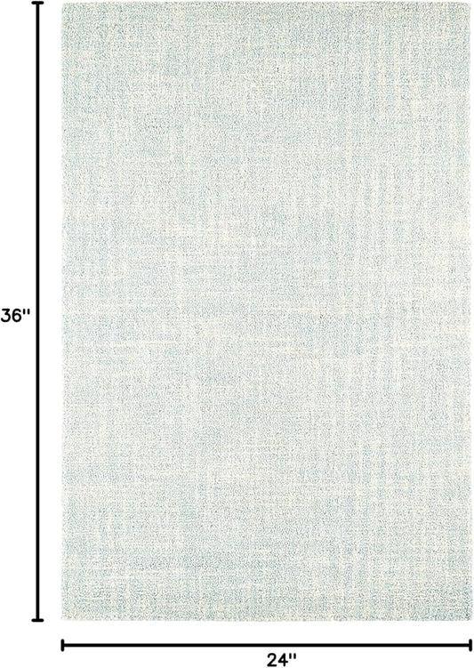 Dash and Albert Crosshatch Wool Area Rug - 2' x 3' Sky Blue Solid Hand Micro Hooked Accent Rug - Durable, High Traffic Areas Bedroom, Hallway, Stairs - Premium Luxury Hotel Quality Soft Breathable