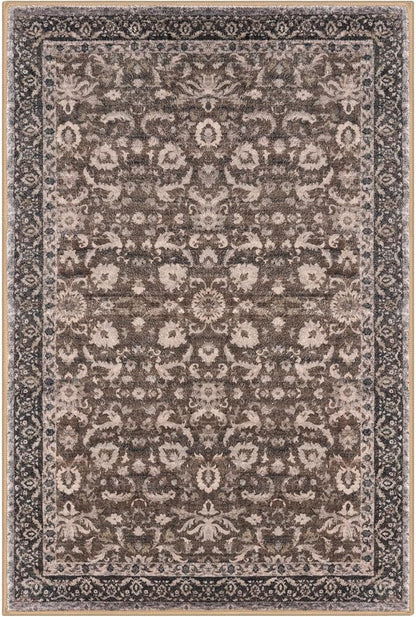 Vintage Entryway Rug 2x3 Washable, Mocha Brown Kitchen Rug, Super Soft Thin Faux Wool Small Area Rug, Non-Slip Accent Mat for Foyer, Bedroom, Office