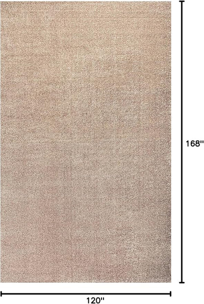Eyely UES100G-14 Supersoft Haze Solid Low-Pile Indoor Area Rug, Coastal, Bohemian, Minimalist, Classic, Casual for Bedroom,Kitchen,Living Room,Non Shedding,Easy-Washing, Beige, 10 X 14