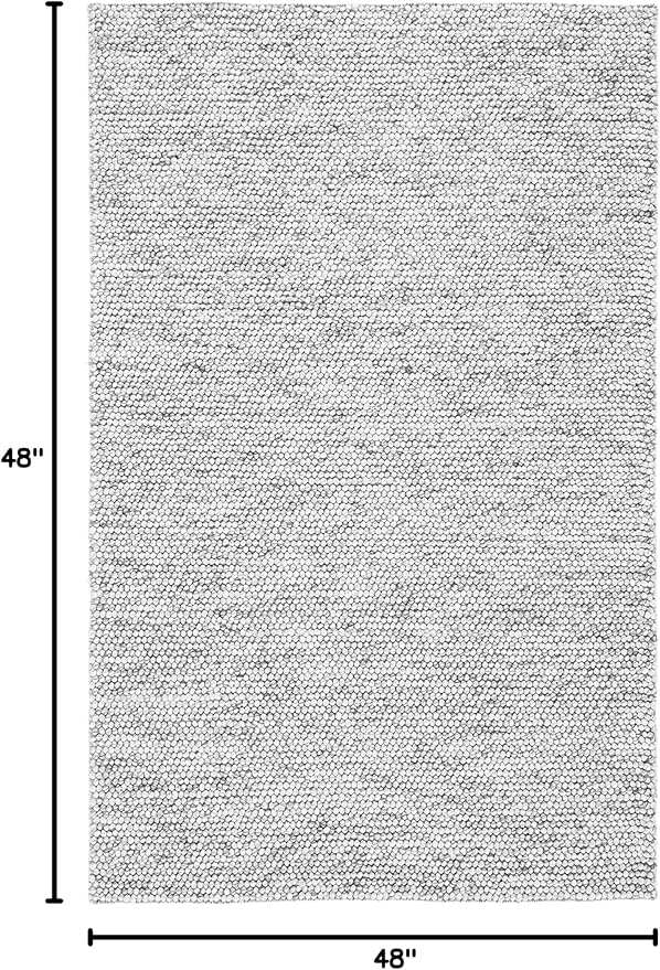 SAFAVIEH Natura Collection Area Rug - 4' Square, Light Grey & Ivory, Handmade Wool Blend, Textured Design, Ideal for Living Room, Bedroom, Dining Space (NAT620G)