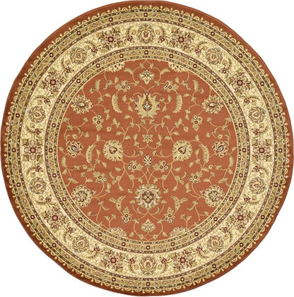 Unique Loom Voyage Collection Traditional Oriental Classic Intricate Design Area Rug (8' 0 x 8' 0 Round, Terracotta/Ivory)