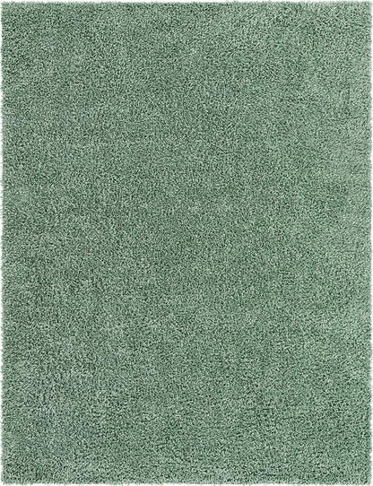 Unique Loom Davos Shag Collection Area Rug - Solid (7' 10" x 10' Oval, Sage)