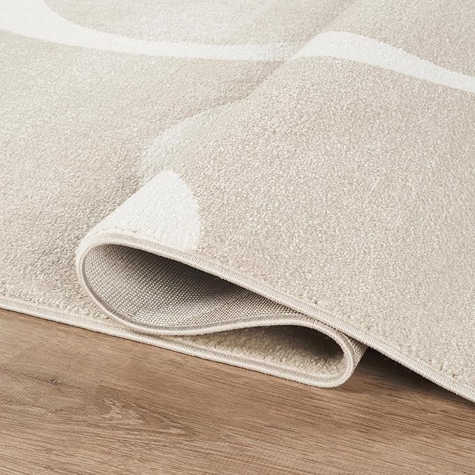 Abani Deco Collection Area Rug - Beige Modern Abstract Ribbon Design - 2' x 3' - for Living Room, Bedroom & Office