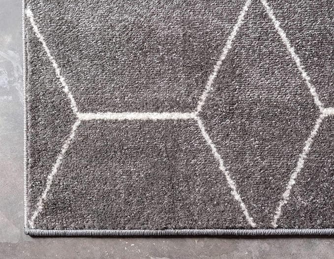 Unique Loom Trellis Frieze Collection Area Rug - Geometric (3' 3" x 5' 3", Dark Gray/ Ivory)