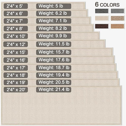7ft Jute Braided Rug Runners for Hallways Non Slip, Water Absorbent Runner for Kitchen Floor, Beige Laundry Rugs Entryway Runner Non Skid