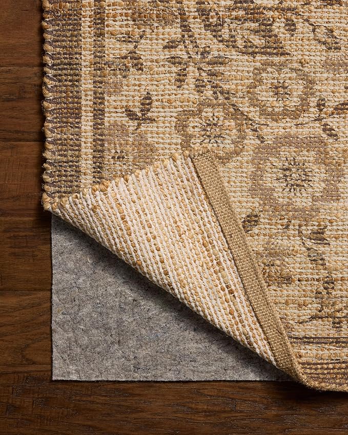 Loloi Chris Loves Julia Rue Collection RUE-03 Bark/Mocha 3'-6" x 5'-6" Accent Rug Jute Neutral Floral Living Room Bedroom Rug