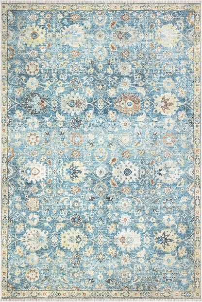 Bloom Rugs Washable Non-Slip 10x14 Rug - Blue/Beige Traditional Oriental Area Rug for Living Room, Bedroom, Dining Room, and Kitchen - Exact Size: 10' x 14'