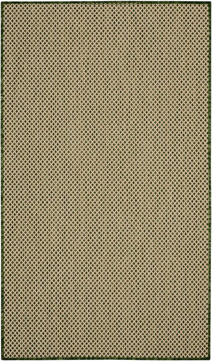 Nourison Home Courtyard Green 3' x 5' Area Rug - Easy Clean, Non Shedding, Bed Room, Living Room, Dining Room, Kitchen (3' x 5')