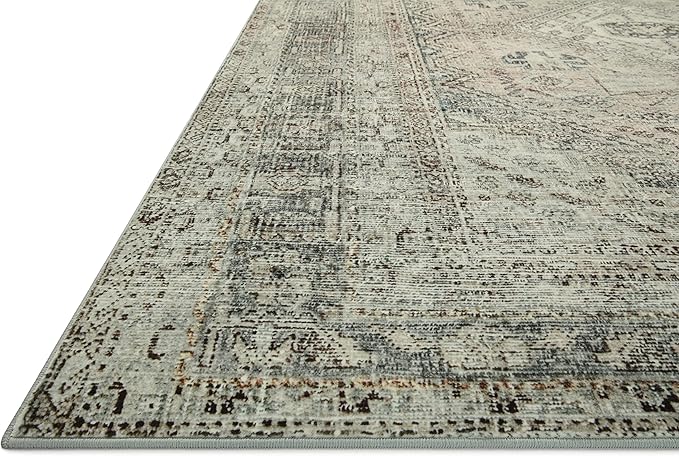 Loloi Magnolia Home by Joanna Gaines Sinclair Collection SIN-04 Natural/Sage 2'-0" x 5'-0", .25" Pile Height, Machine Washable, Accent Rug