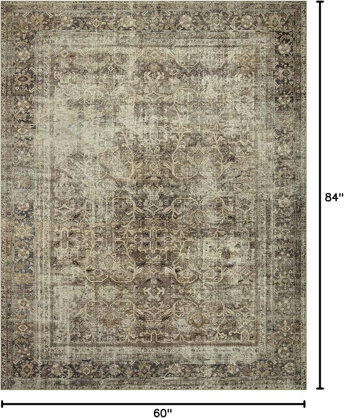 Loloi Magnolia Home by Joanna Gaines Sinclair Collection SIN-01 Pebble/Taupe 5'-0" x 7'-0", .25" Pile Height, Machine Washable, Area Rug