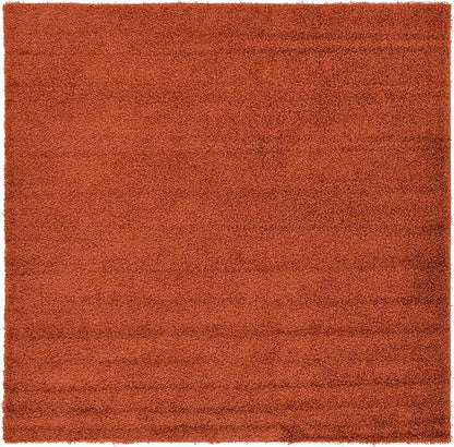 Unique Loom Solid Shag Collection Area Rug (8' Square, Terracotta)