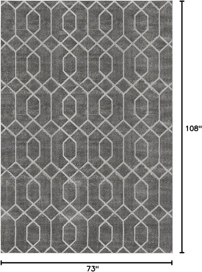 Unique Loom Glam Collection Area Rug - Trellis (6' 1' x 9' Rectangle, Gray Silver/ Silver)