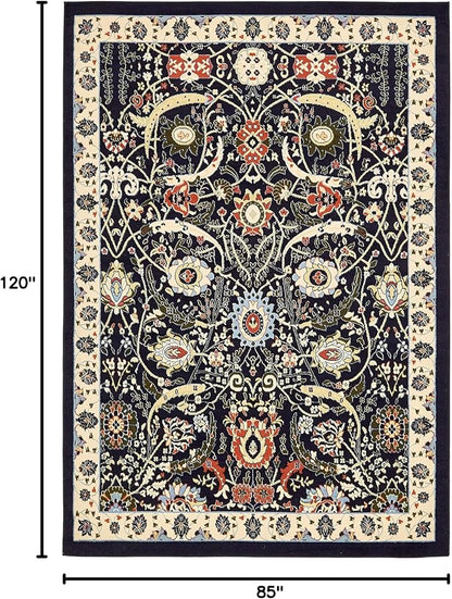 Unique Loom Espahan Collection Area Rug - Cape Cod (7' 1" x 10' Rectangle, Navy Blue/ Black)