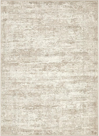 Area Rug Living Room Rugs - 4x6 Large Soft Indoor Neutral Modern Abstract Low Pile Washable Rug Carpet for Bedroom Dining Room Farmhouse Home Office - Vintage Beige