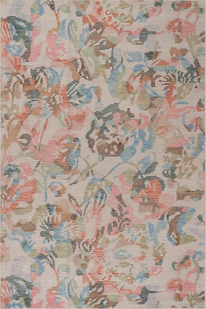 Dash & Albert Bloom Multi Machine Washable Rug, 8.5 X 11.5 Feet, Blue/Ivory Floral Pattern