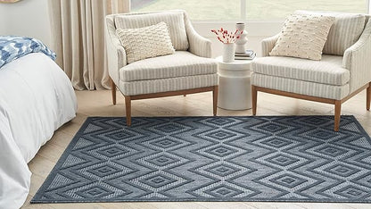 Nourison Home Versatile Navy Blue 5' x 7' Area Rug - Easy Clean, Non Shedding, Bed Room, Living Room, Dining Room, Kitchen (5' x 7')