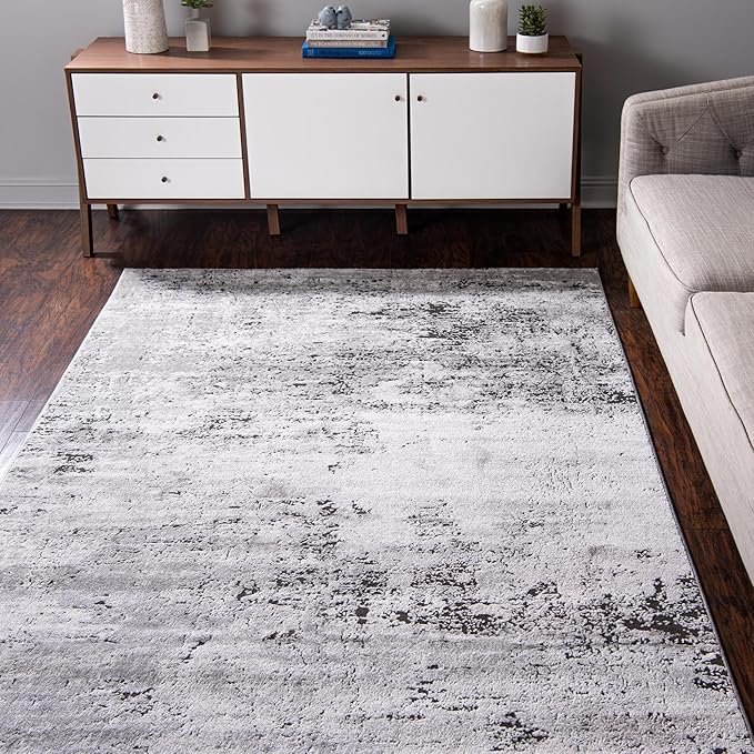 Rugs.com Leipzig Collection Rug – 6x9 Gray Low-Pile Rug Perfect for Bedrooms, Dining Rooms, Living Rooms