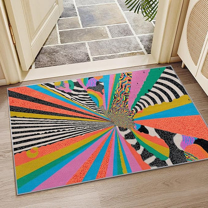 Graffiti Rug - 8x10 Rug,Colorful Abstract Art Area Rugs,Hippie Aesthetic Funky Non Slip Shed Resistant Extra Large Carpets Home Decor #C091