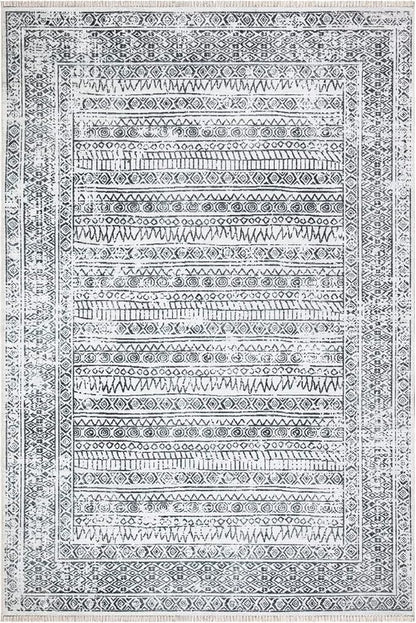 Bloom Rugs Caria Washable Non-Slip 9x12 Rug - Ivory/Black Geometric Area Rug for Living Room, Bedroom, Dining Room, and Kitchen - Exact Size: 9' x 12'