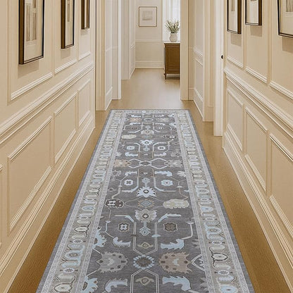 Fame Living Brown Oushak Rug, Modern Rugs, Vintage, Turkish, Eclectic, Floral, Pastel, Washable, Small Throw, Accent Area Rug for Living Room, Bedroom, Kitchen, Bathroom, 2'5"x4'9