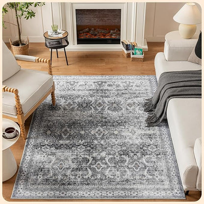 Istana 5x7 Area Rug - Grey Rugs for Living Room 5x7 - Foldable Rugs for Bedroom - Stain Resistant Washable Rug - Eco-Friendly Boho Area Rugs - Easy to Clean Living Room Rug