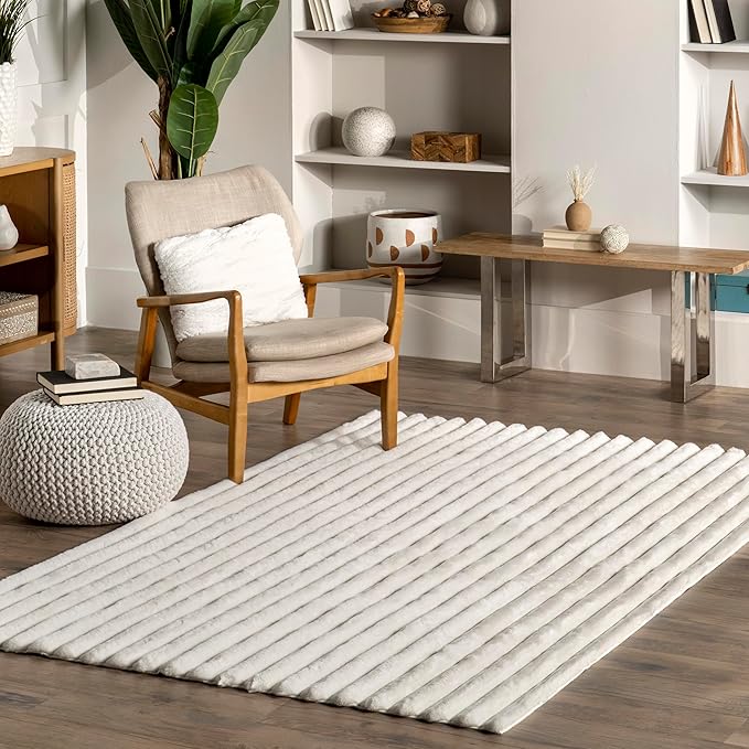 Nuloom SuperiorWash Collection Kai Off-White, 6' x 9', Fluffy and Cozy, High Traffic, Stain Resistant, Easy Clean, Durable Washable Area Rug for Bedroom, Living Room, Dining, Den, Foyer, Entryway