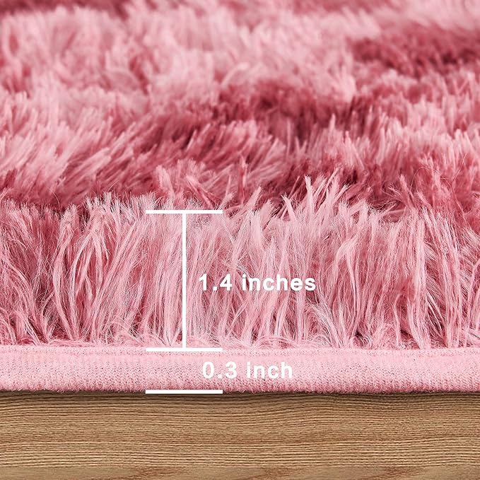 Andency Soft Area Rugs for Living Room Bedroom, 4x6 Fluffy Shaggy Bedside Rug, Non-Slip Large Shag Fuzzy Plush Carpets for Bedroom Kids Dorm Nursery Home Decor Aesthetic, Tie-Dyed Dark Red
