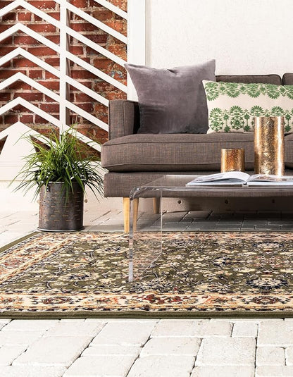 Rugs.com Yasmin Collection Rug – 7' x 10' Green Medium Rug Perfect for Bedrooms, Dining Rooms, Living Rooms