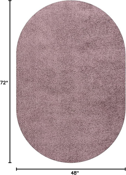 Eyely UES100R-4OV Supersoft Haze Solid Low-Pile Indoor Area Rug Casual;Contemporary;Solid;Traditional, Bedroom, Kitchen, Living Room, Easy-Cleaning, Non-Shedding, 4 X 6 Oval, Light Purple