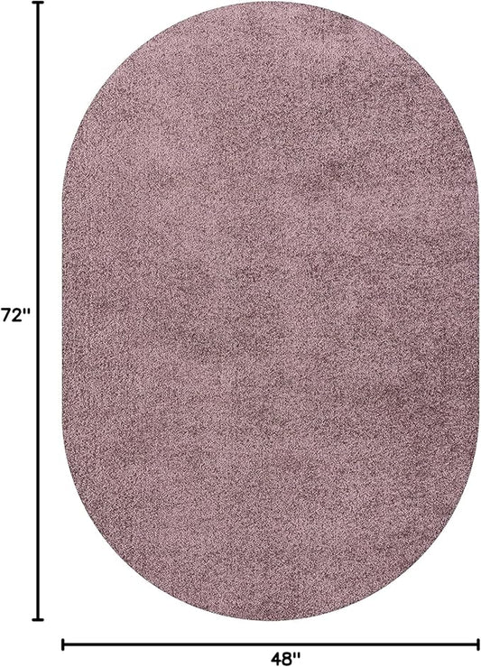 Eyely UES100R-4OV Supersoft Haze Solid Low-Pile Indoor Area Rug Casual;Contemporary;Solid;Traditional, Bedroom, Kitchen, Living Room, Easy-Cleaning, Non-Shedding, 4 X 6 Oval, Light Purple