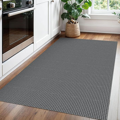 Braided Area Rug 3x5 Ft Washable Rugs for Entryway Non Slip Throw Rugs Boho Door Mat Indoor Entrance Cotton Kitchen Mats Woven Front Door Carpet for Foyer Living Room, Dark Grey/Grey
