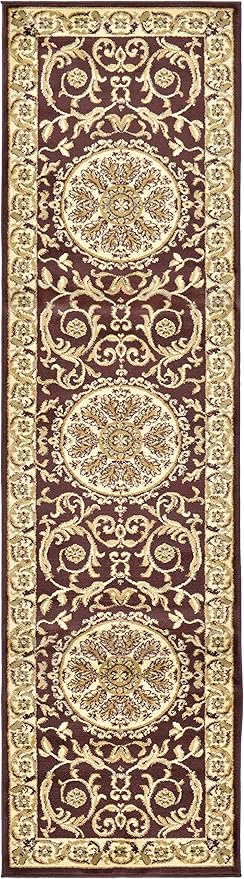 Unique Loom Versailles Collection Traditional Classic Medallion Floral Motif Area Rug (2' 7 x 10' 0 Runner, Brown/ Ivory)