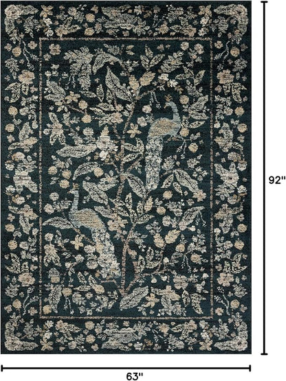 Loloi Rifle Paper Co. Laurel Collection LAU-05 Navy/Multi 5'-3" x 7'-8" Area Rug