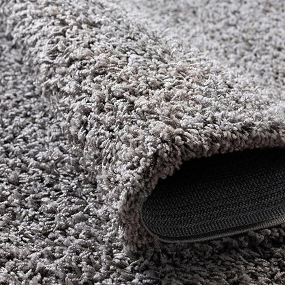 Unique Loom Solid Shag Collection Area Rug (8' x 10' Oval, Cloud Gray)