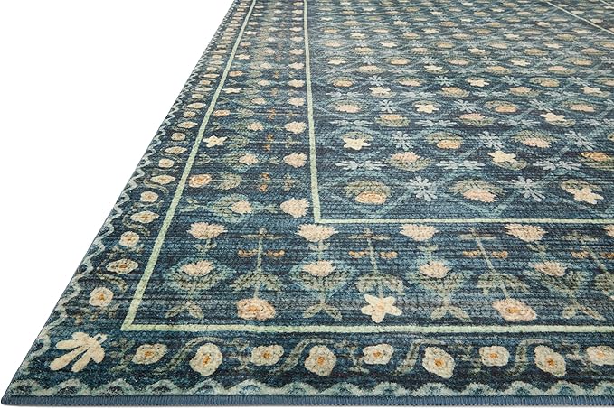 Loloi Rifle Paper Co. Eden Collection EDE-03 Lattice Indigo 7'-6" x 9'-6" Area Rug feat. CloudPile™