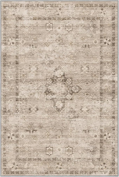 LUMI 5x8 Washable Area Rug for Living Room, Ultra Soft Traditional Vintage Rugs Non Slip with Rubber Backing, Low Profile, High Traffic, Stain Resistant Carpets, Ideal for Bedroom, Dining Room, Indoor