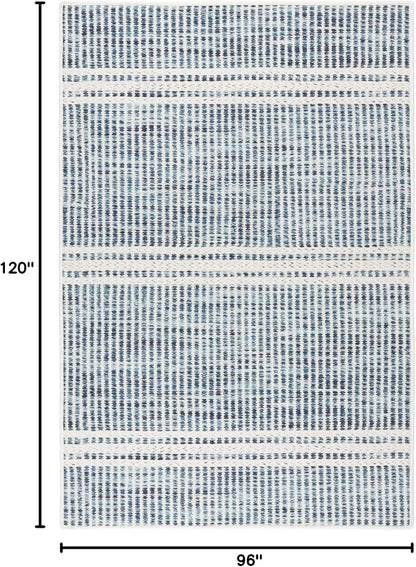 Dash & Albert Malta Blue Machine Washable Rug, 7.5 X 9.5 Feet, Blue Stripe Pattern