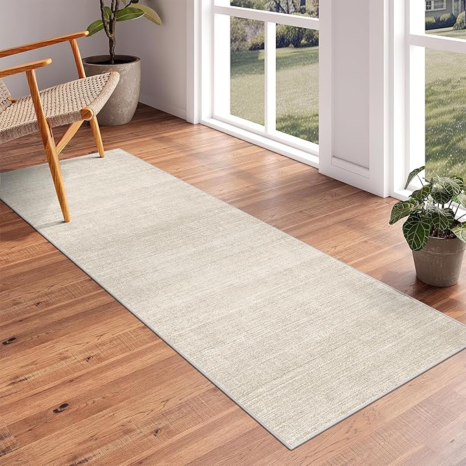 Art&Tuft Non-Slip Runner Rug - 3x5 Runner Rug Washable Low-Pile Rugs Runners, Soft Distressed Carpet Runner for Bedroom Bathroom Kitchen Laundry Living Room, Beige
