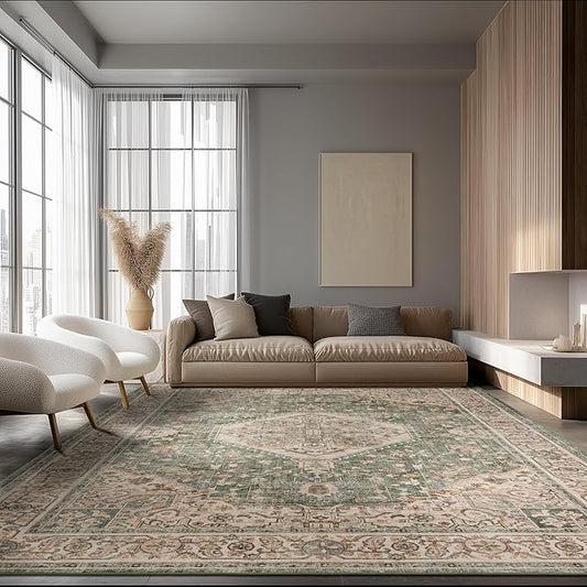 Area Rug Non Slip Machine Washable Ultra Soft Living Room/Bedroom/Kitchen/Outdoor/Classroom Celadon, 8'×10'