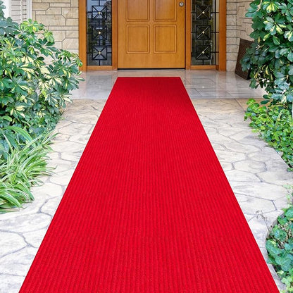 Ottomanson 2' x 25' Hallway Runner with Scraper Pile - Extra Durable Non-Slip Rug Mat for Indoor & Outdoor Use - Ideal for Kitchen, Entryway, Patio & Garage - High-Traffic Carpet, Red