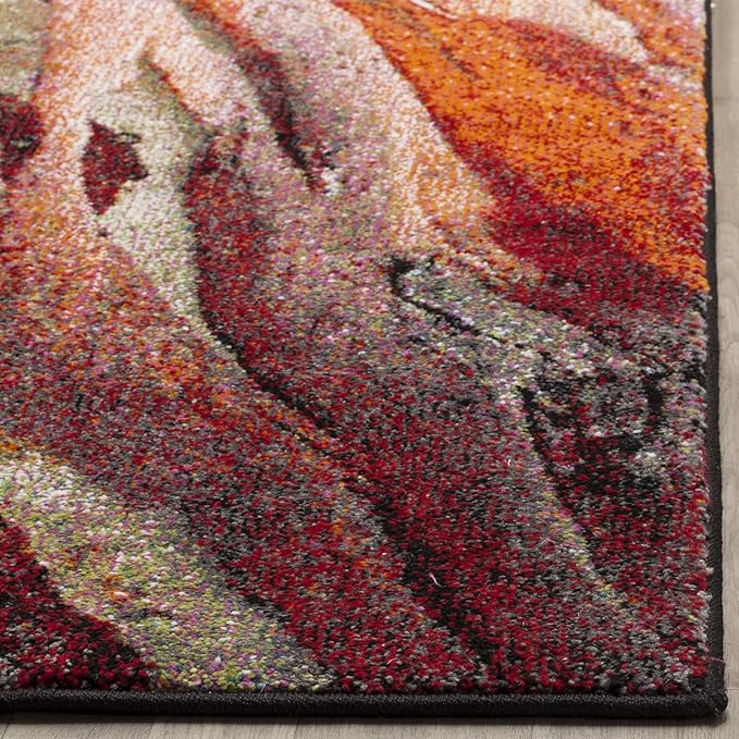 SAFAVIEH Glacier Collection Runner Rug - 2'3" x 10', Red & Multi, Modern Abstract Design, Non-Shedding & Easy Care, Ideal for High Traffic Areas in Living Room, Bedroom (GLA126A)