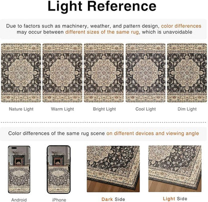 HUGEAR Machine Washable Hallway Runner Rugs 2x6 Vintage Black Neutral Style Non Slip Stain Resistant Low Pile Throw Carpet for Bedroom Kitchen Retro Aesthetic Modern Decor