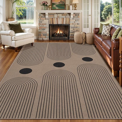 Tangsoo Modern Easy Jute Rug 5x7 Large Washable Area Rugs for Dining Room Table,Non-Slip Thin Indoor Outdoor Rug,Farmhouse Natural Throw Mat for Living Room Office Backyard Patio