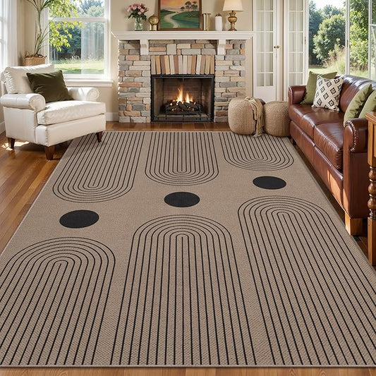 Tangsoo Modern Easy Jute Rug 5x7 Large Washable Area Rugs for Dining Room Table,Non-Slip Thin Indoor Outdoor Rug,Farmhouse Natural Throw Mat for Living Room Office Backyard Patio